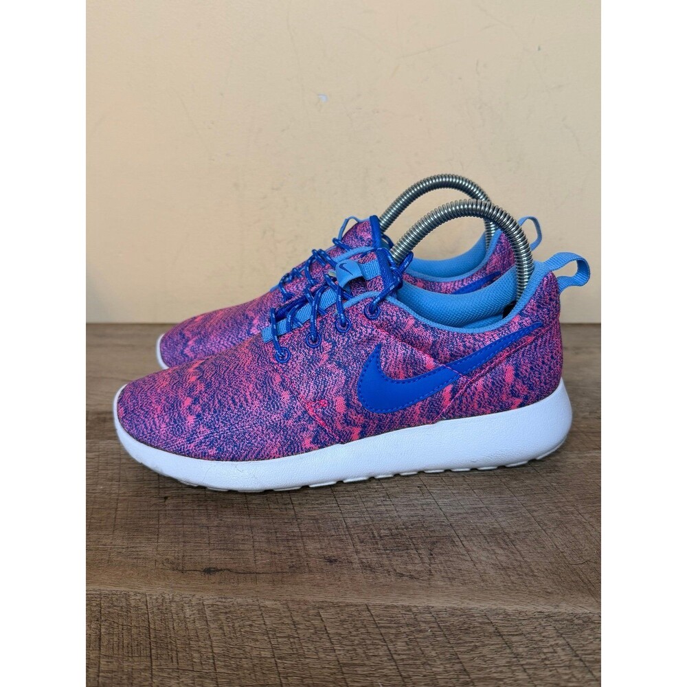Nike Roshe Run Print Hyper Pink sneakers cobalt blue pink youth size 5 shoes